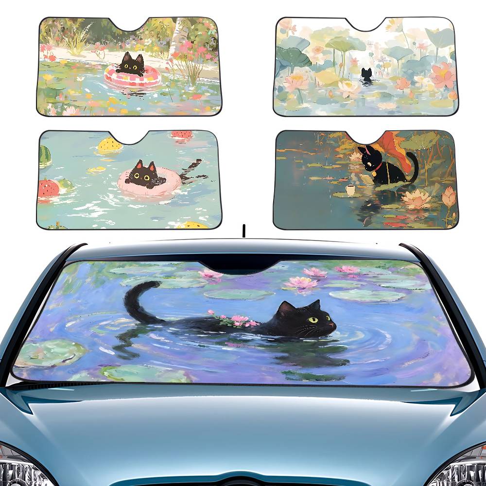 Car Accessories Window - Dessin animé chat en feuille de