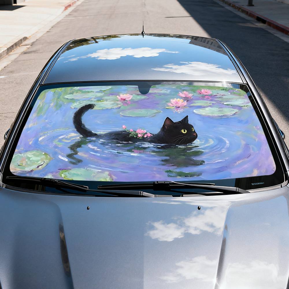 Dessin animé chat en feuille d - Car Accessories Window avis et prix