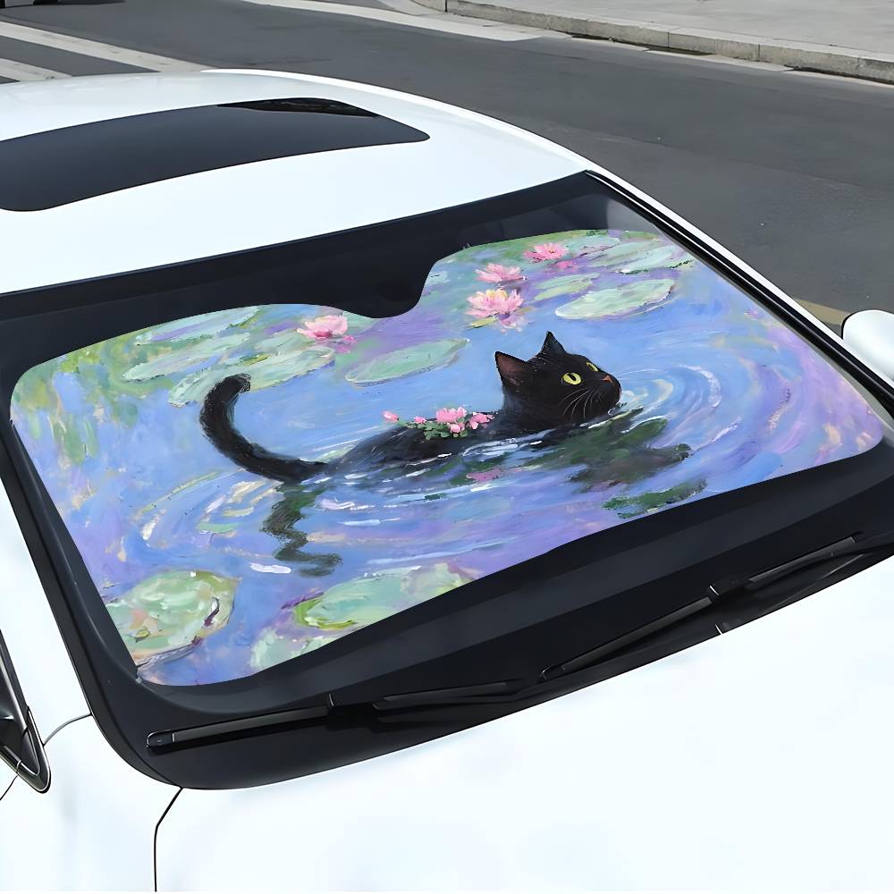 Dessin animé chat en feuille d - Car Accessories Window avis et prix